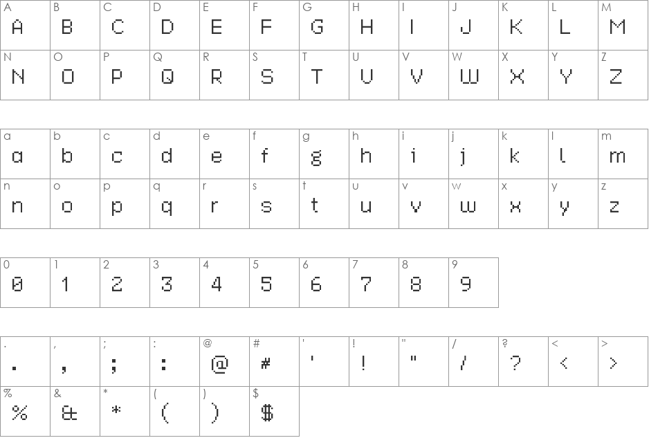 Doc.Tom font character map preview