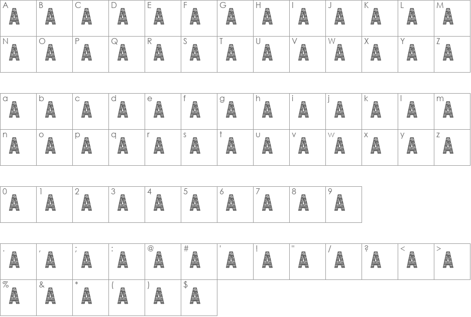 DOCALLISME HAS PATTERN font character map preview