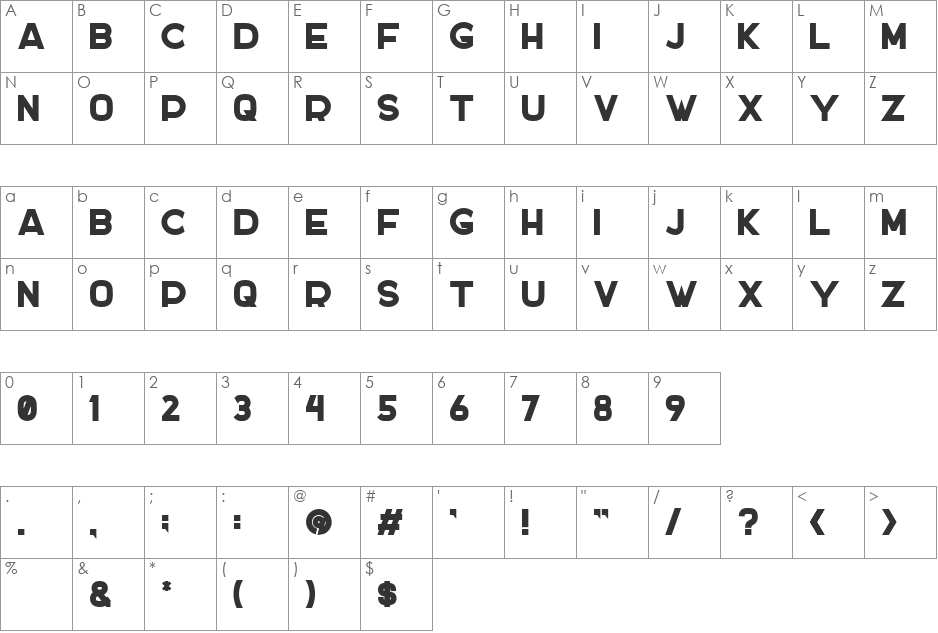 DOCKER font character map preview