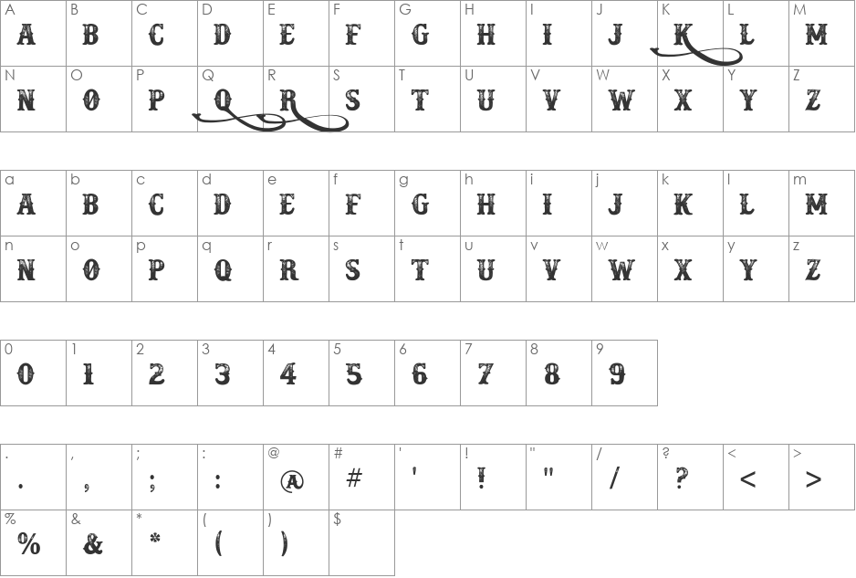 Docktrin font character map preview