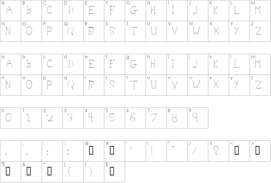 Doctor Azul font character map preview