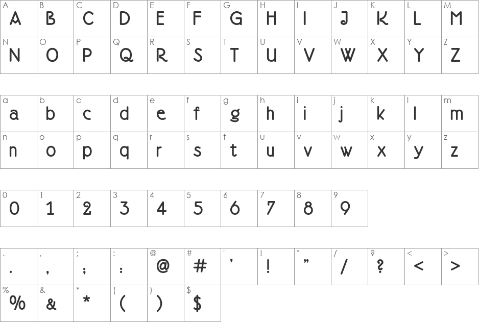 Doctor Jekyll NF font character map preview