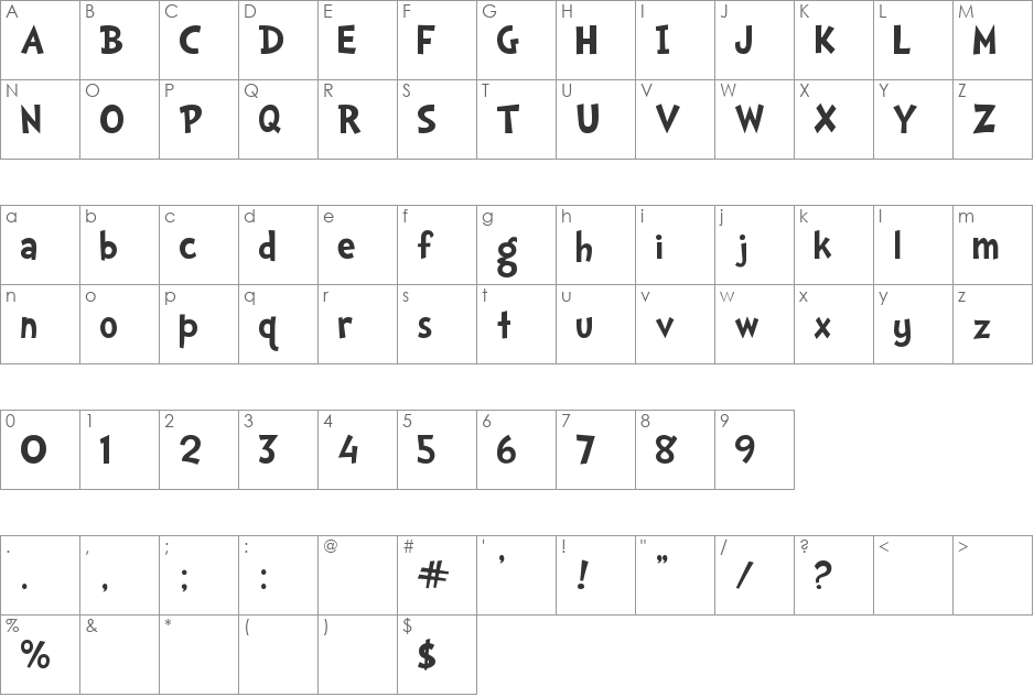 Doctor Soos Bold font character map preview