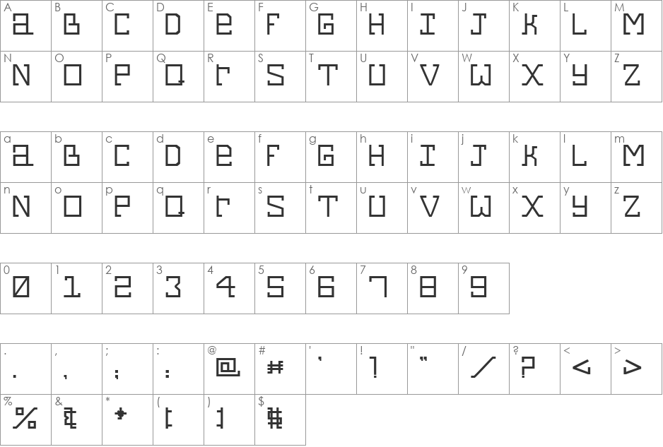 Alphecca font character map preview