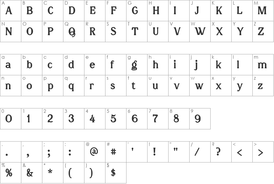 DoctorBold font character map preview