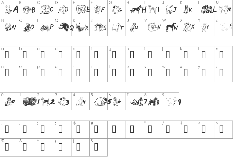 Doggie Style font character map preview