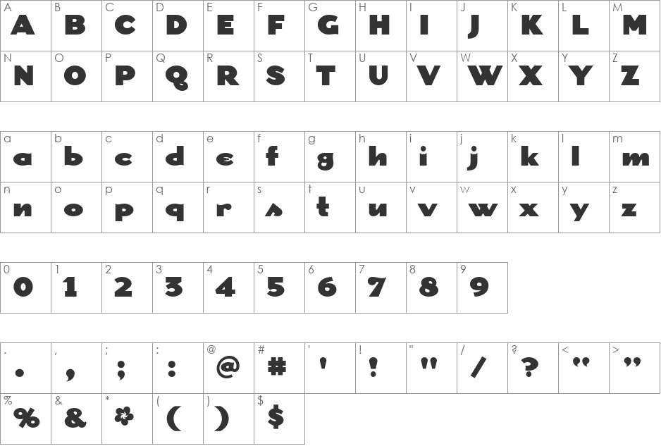 DogmaBlack font character map preview