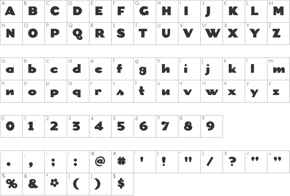 DogmaBlack font character map preview
