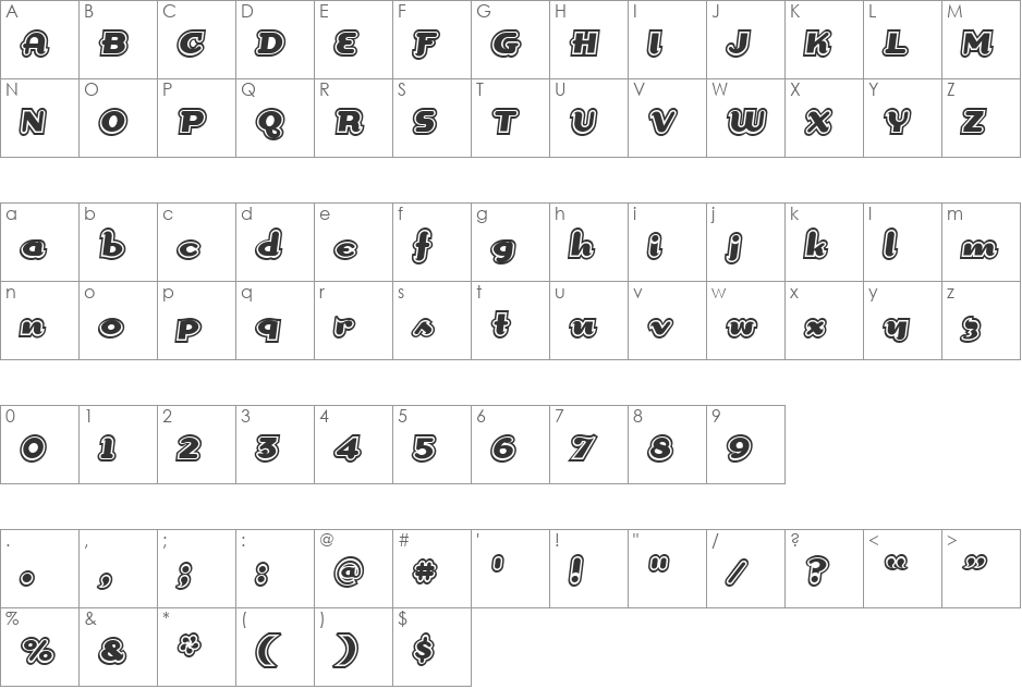 DogmaOutline font character map preview