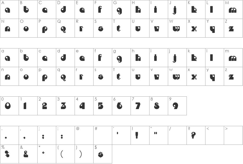 DojoCP font character map preview