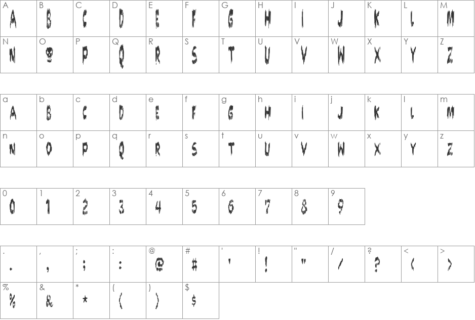 DOKTOR terror font character map preview