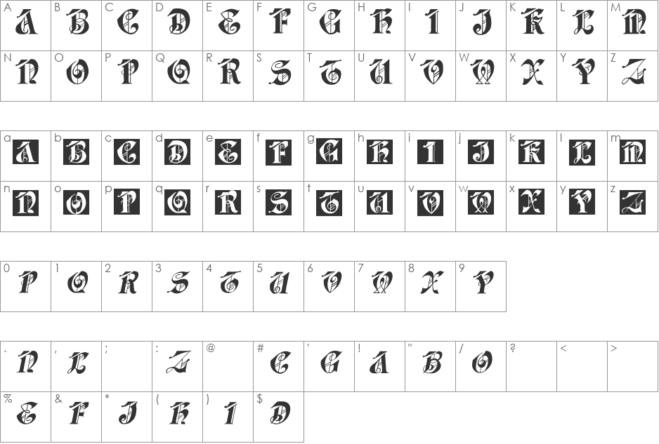 DolbyFraxCaps font character map preview