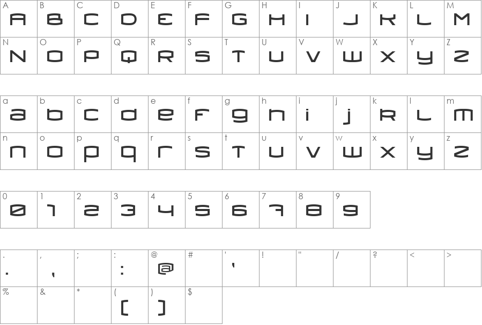 Dollis font character map preview