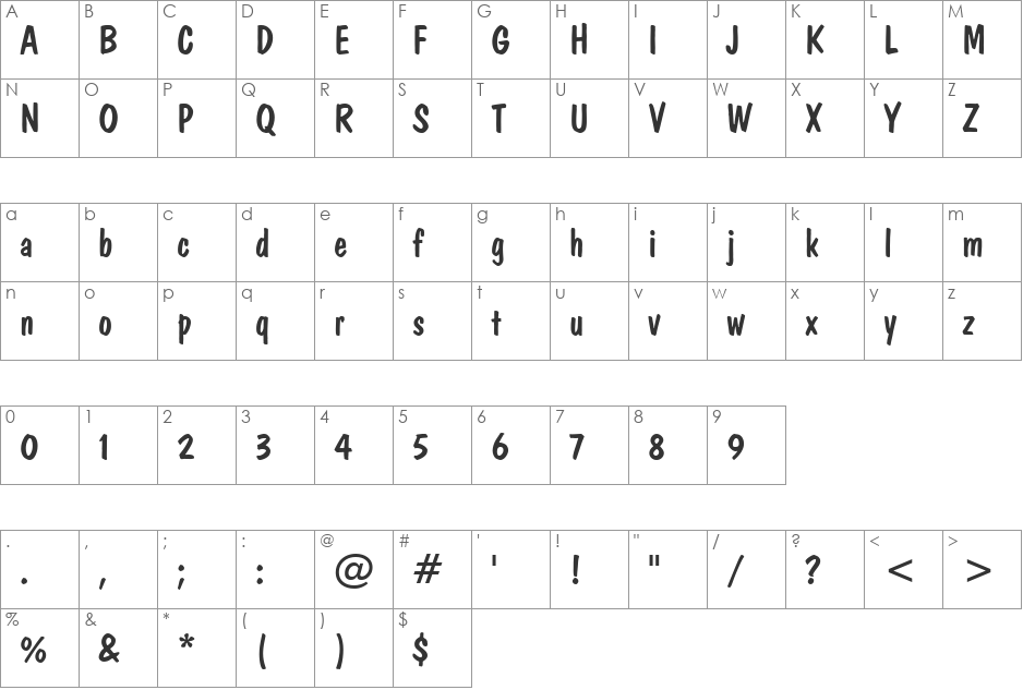 Dom font character map preview