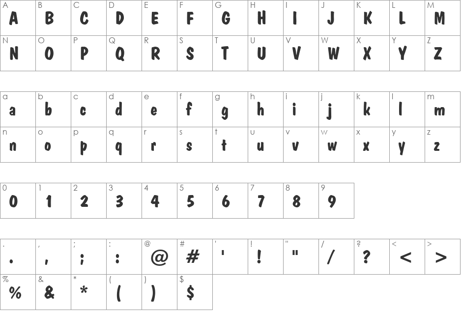 DomBold BT font character map preview