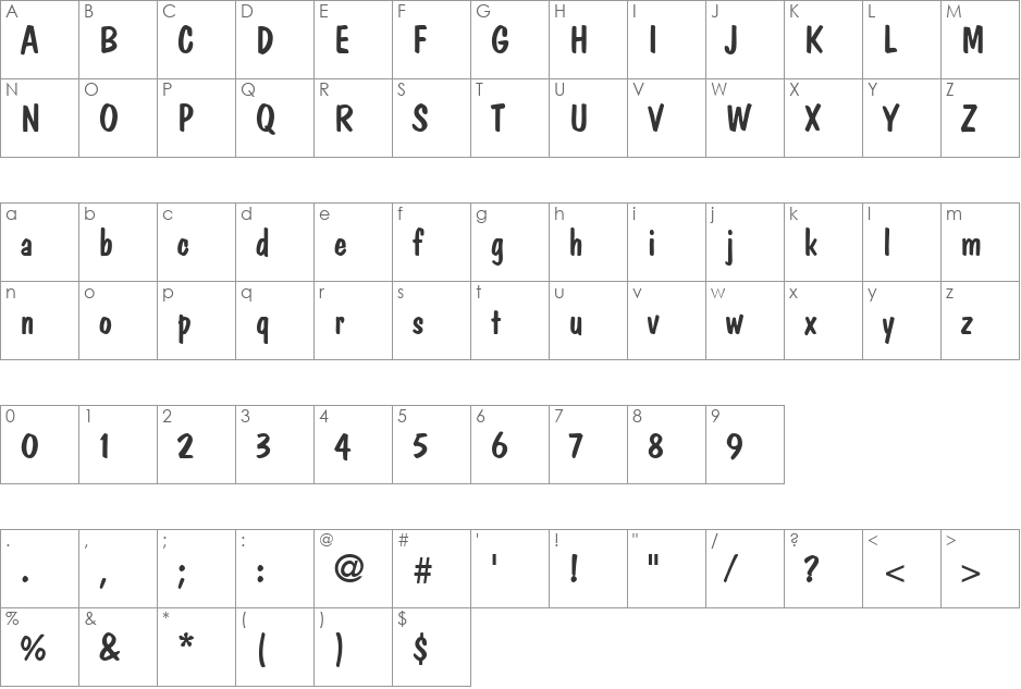 DomCasual LT font character map preview