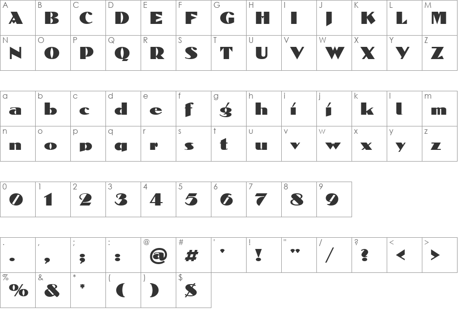 Domenic font character map preview