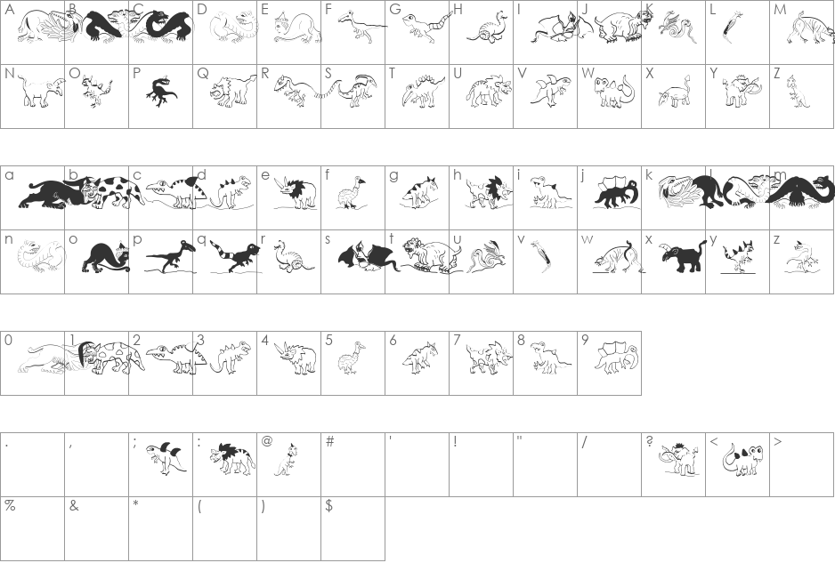 DomesticAnimals font character map preview