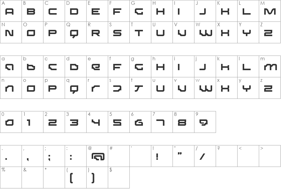 Dominator font character map preview