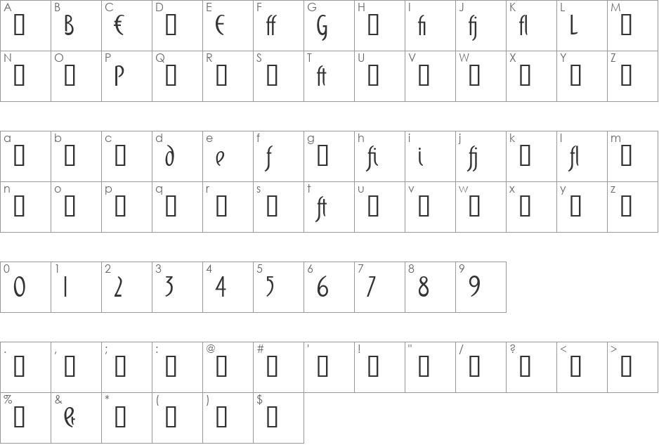 DomingoALT font character map preview