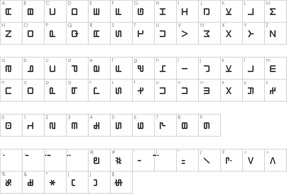 DomingoEF font character map preview