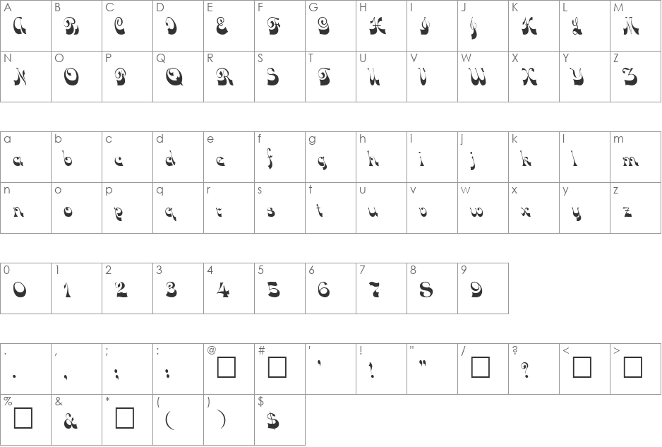 DOMINIC font character map preview