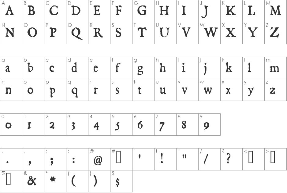 Dominican font character map preview