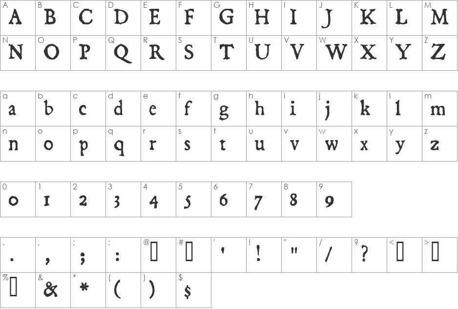 Dominican font character map preview