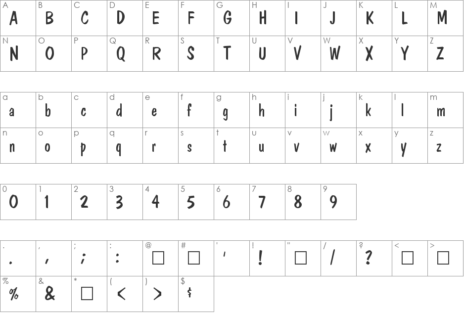 Dominican font character map preview