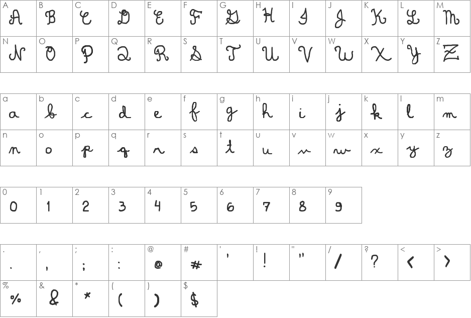 Dominique font character map preview