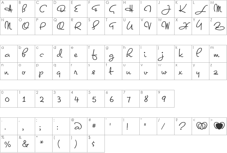 Dominique font character map preview