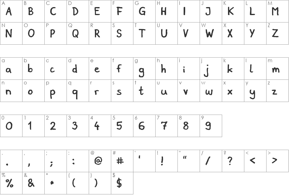 Domino font character map preview