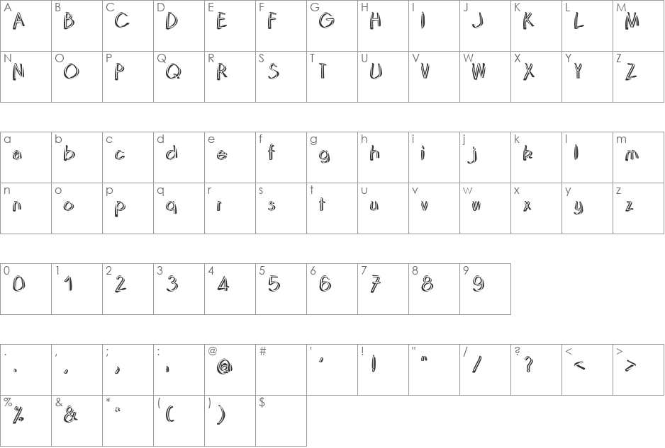 Domino font character map preview