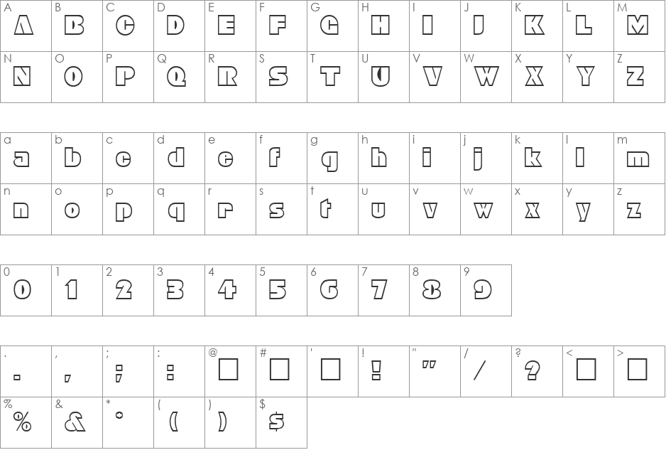 Domino font character map preview