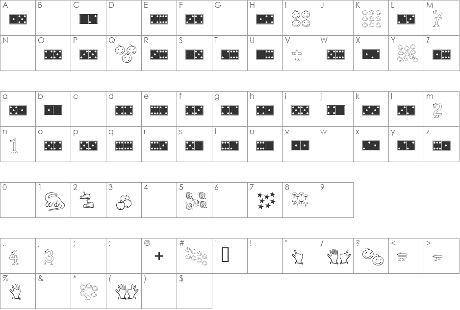 Domino font character map preview