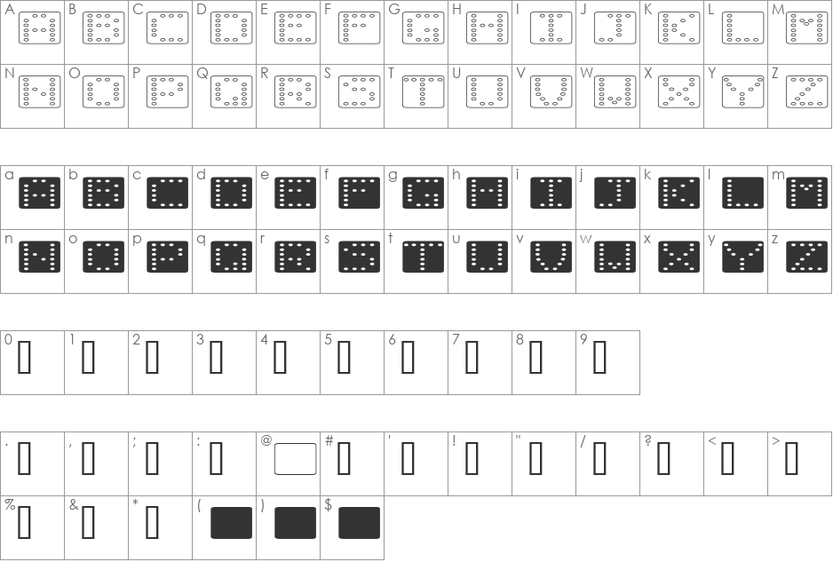 Domino flad font character map preview