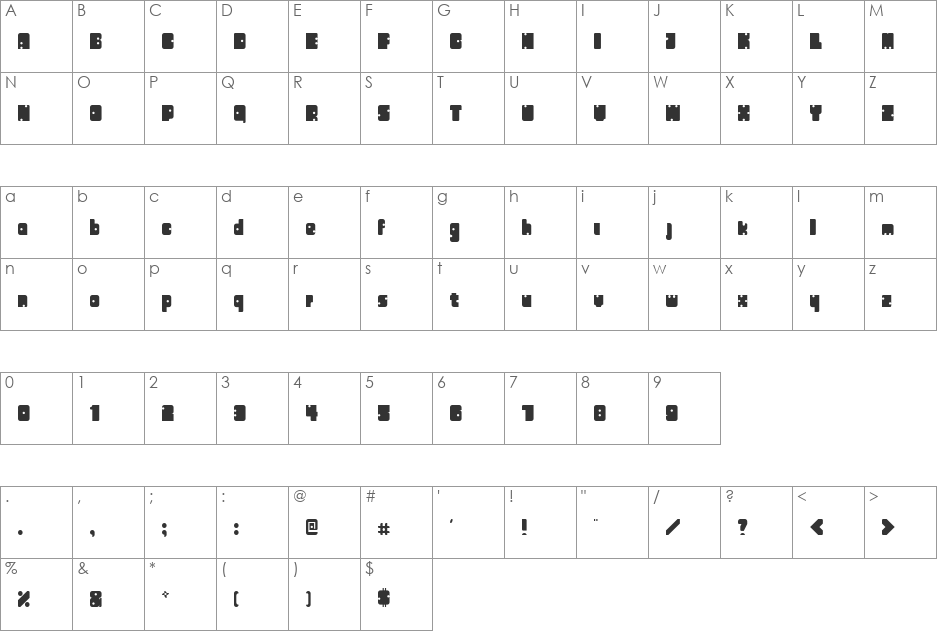 domino font character map preview