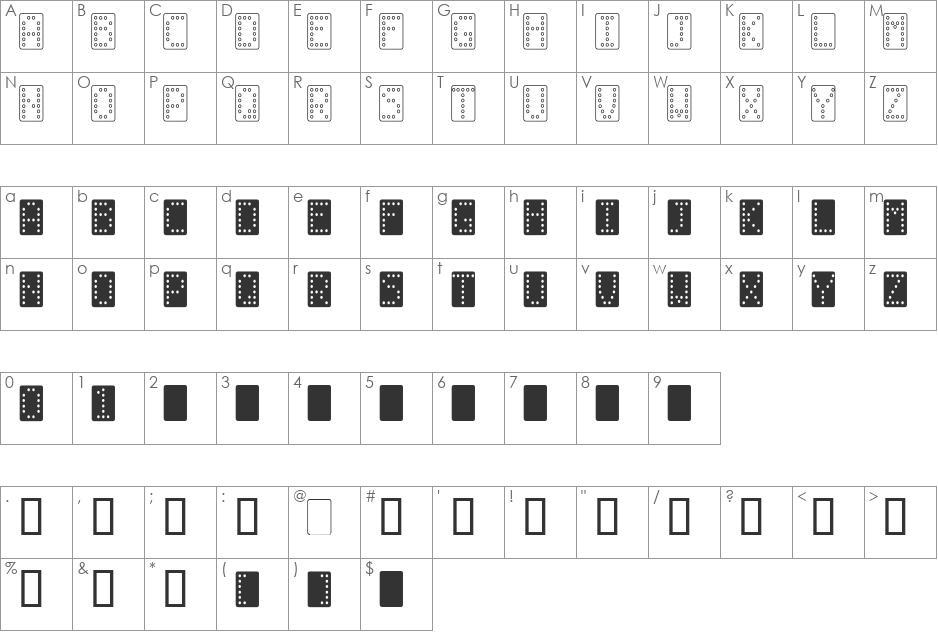Domino normal font character map preview