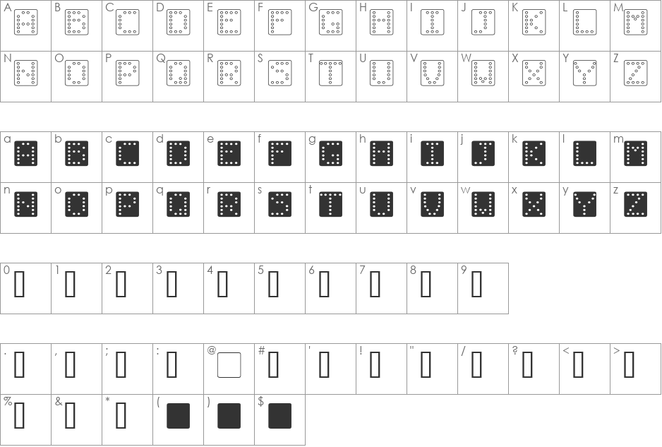 Domino square font character map preview