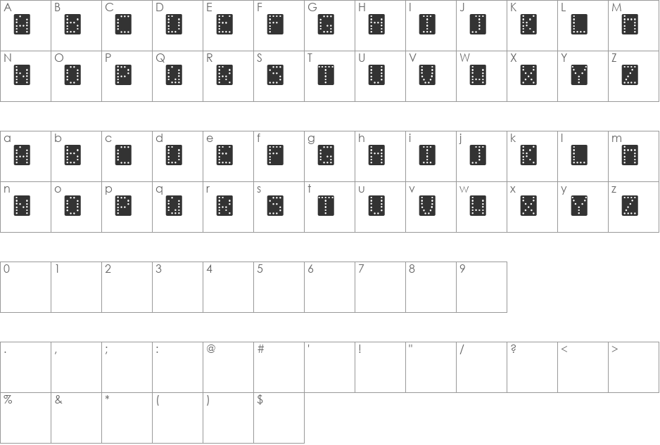 Domino-Effect-Normal font character map preview