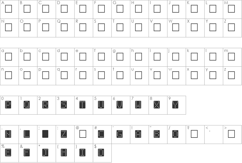 DominoEffect font character map preview