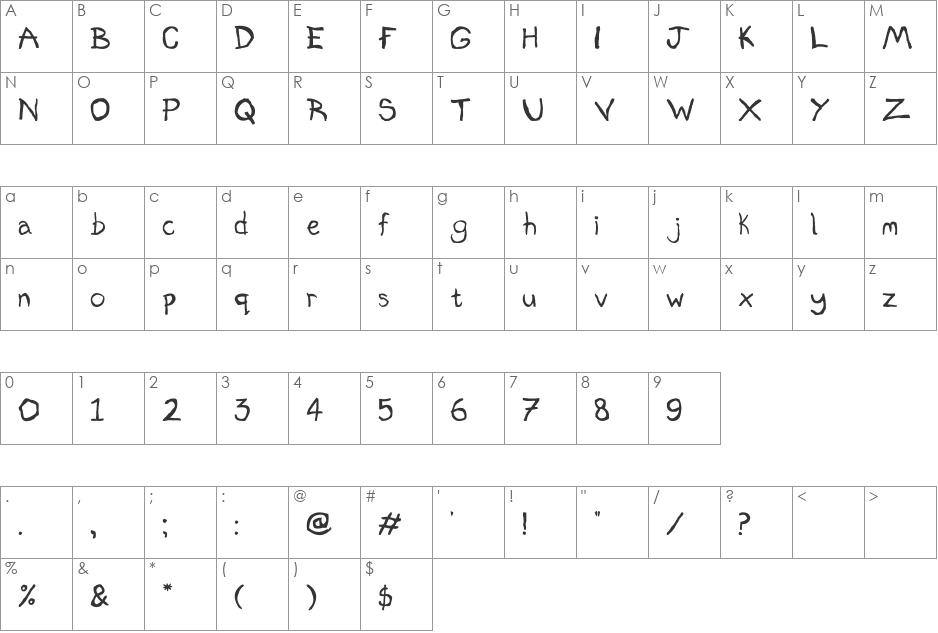 Don't Mix Yer Drinks font character map preview