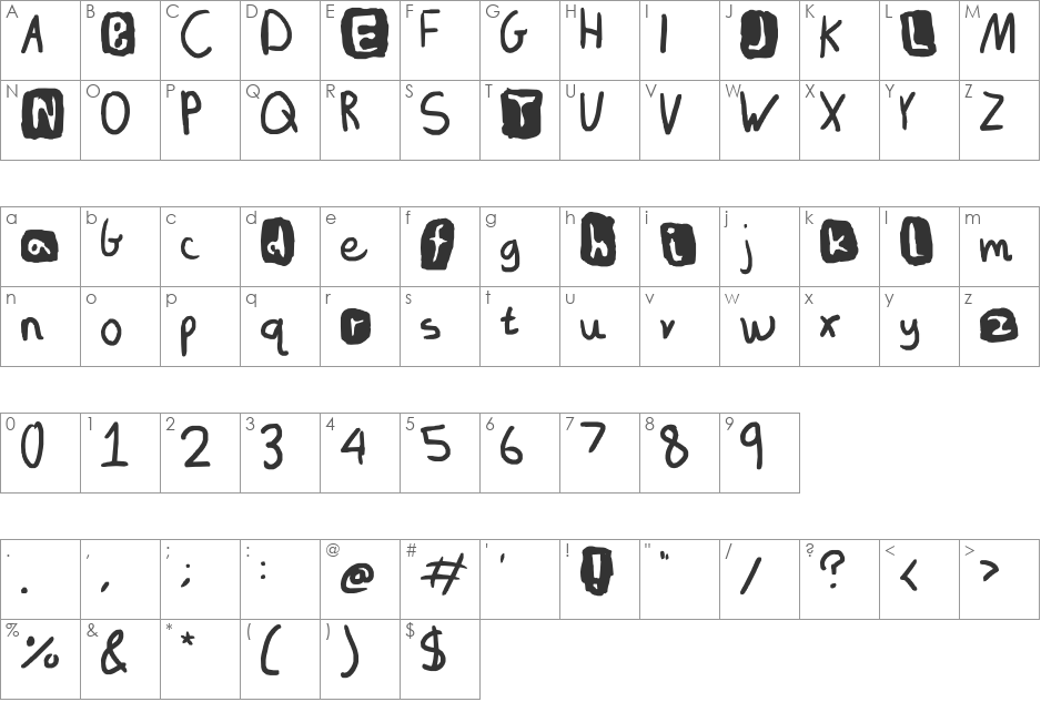 Don't Turn The Lights On! font character map preview