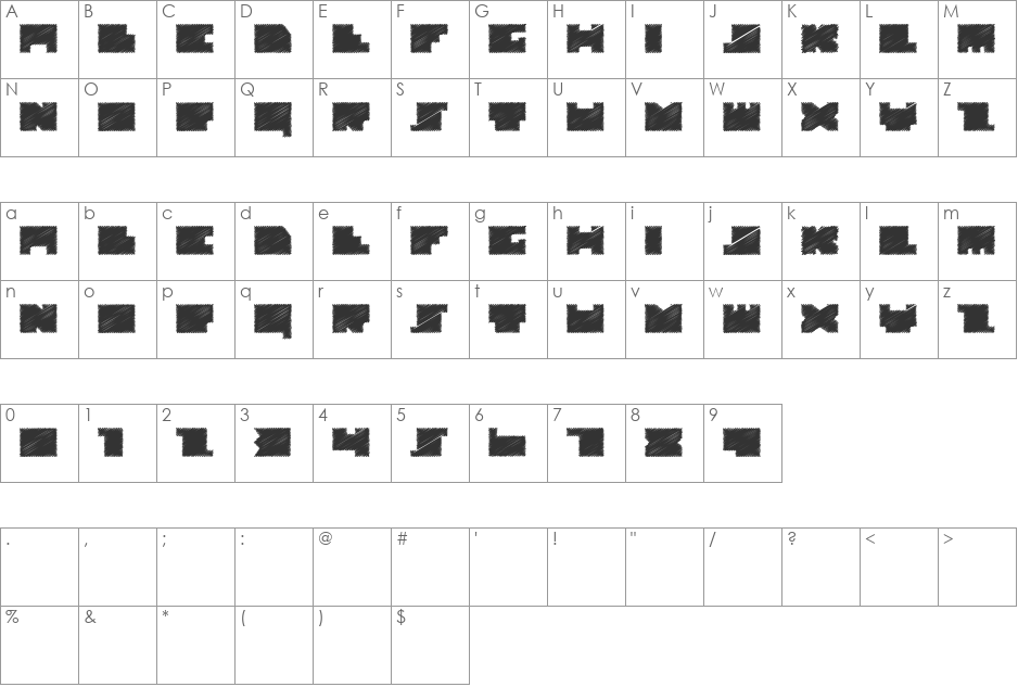Alt Tiwo Scribble font character map preview