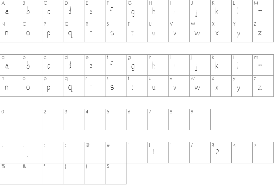doober font character map preview