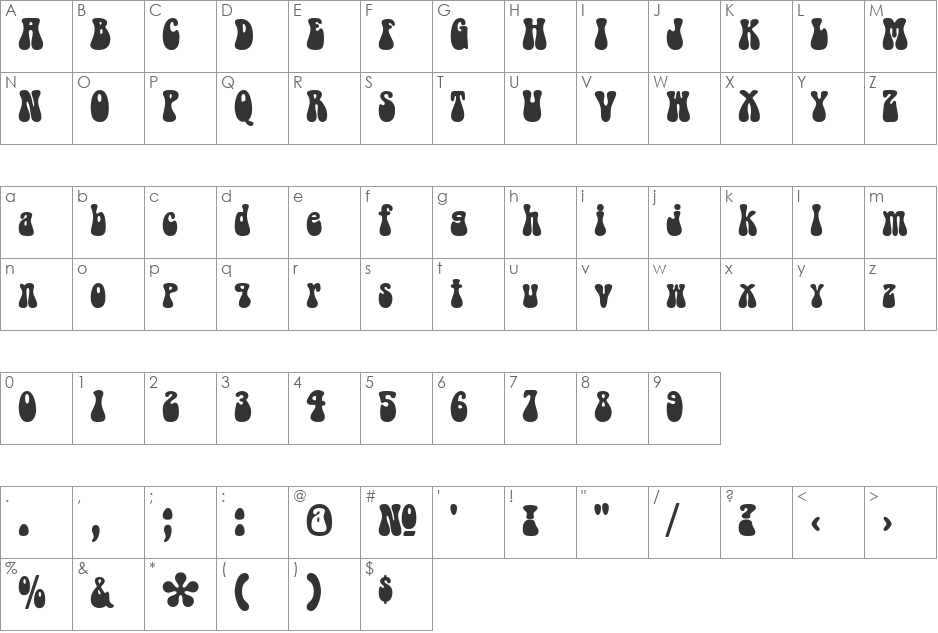 Doobie font character map preview