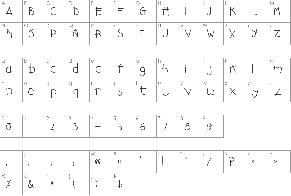 Doodle Kid font character map preview