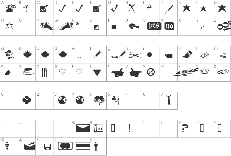 DoodleDingbatsFiveSSi font character map preview