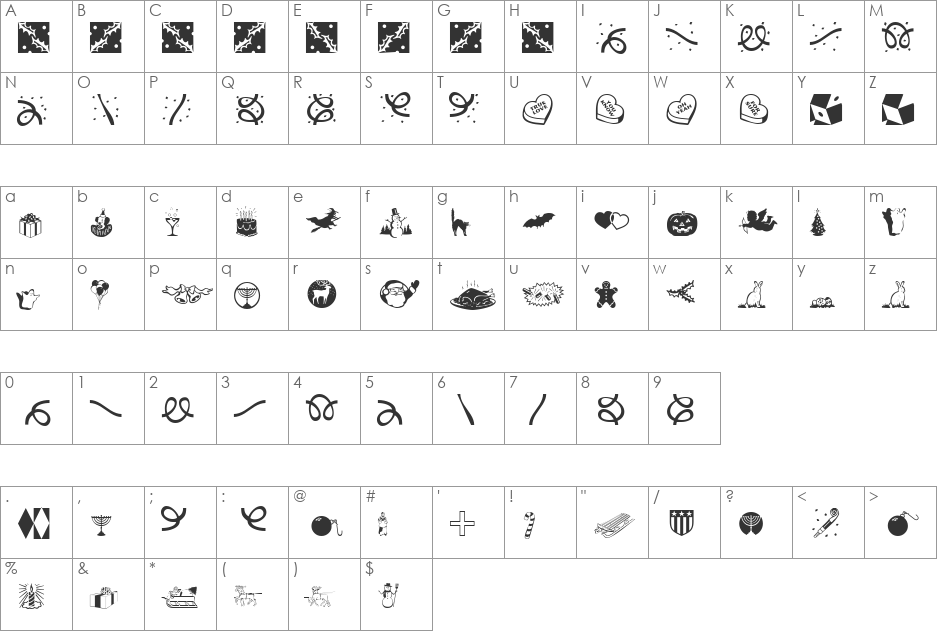 DoodleDingbatsThreeSSi font character map preview