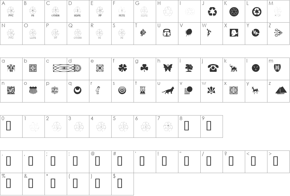 DoodleDingbatsTwoSSK font character map preview